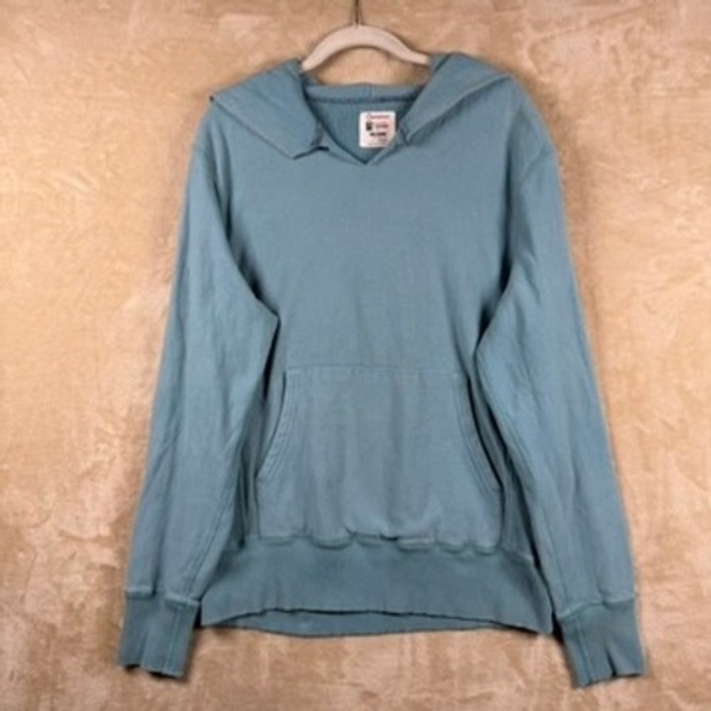 Champion x Todd Snyder Mens Medium Teal Reverse Weave Notch Neck Hoodie Canada
